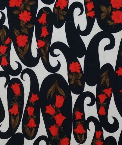 Printed cloth sample with paisley motifs. European, 1960’s