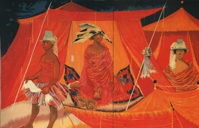 Roger Somville, Les femmes sous la tente carton 1959 tapisserie 1960.