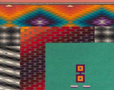 Meliss Cody. Untitled, 2022, Wool warp, weft, selvedge cords, and aniline dyes, 269 x 142 cm