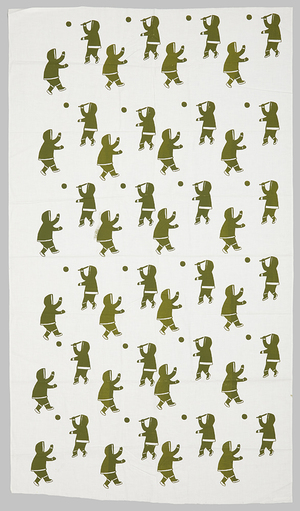 Innukjuakju Pudlat (1913 – 1972), Untitled; cotton/polyester blend; screen printed; 158 x 90 cm; t2017.20.35 | Reproduced with permission by Dorset Fine Arts