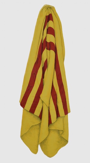 Elga Heinzen Sud Vietnam, 1984, Drapeaux, Couleur pour textile et crayon sur toile découpée, 215 x 75 cm