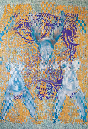 François Rouan, Recorda VII, 2023-2024, Huile sur toiles tressées, 203 x 156 cm